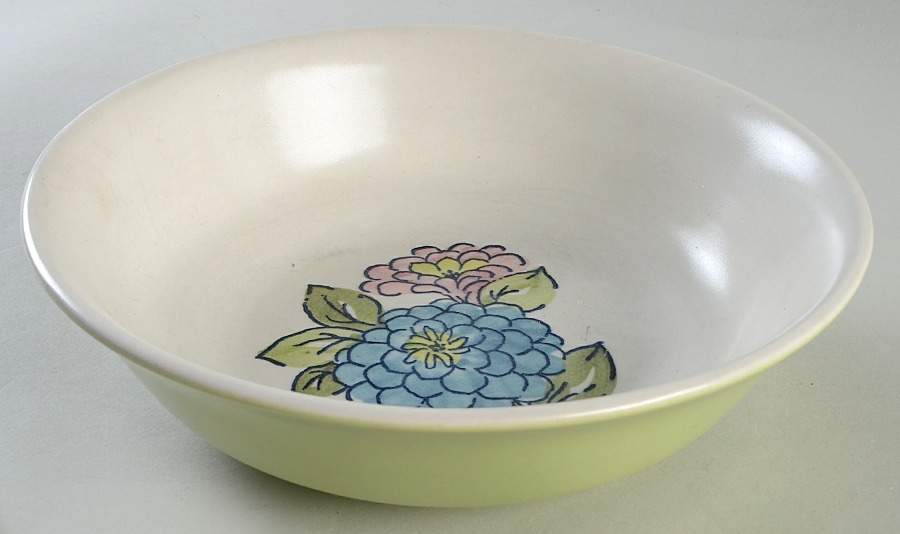 Blue Zinnias 9" Round Vegetable Bowl by Metlox - Poppytrail - Vernon-1