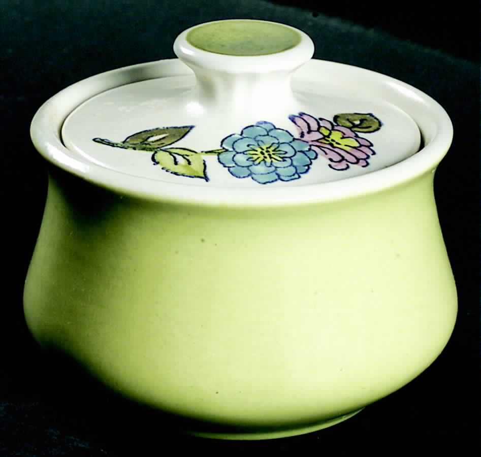 Blue Zinnias Sugar Bowl & Lid by Metlox - Poppytrail - Vernon-1
