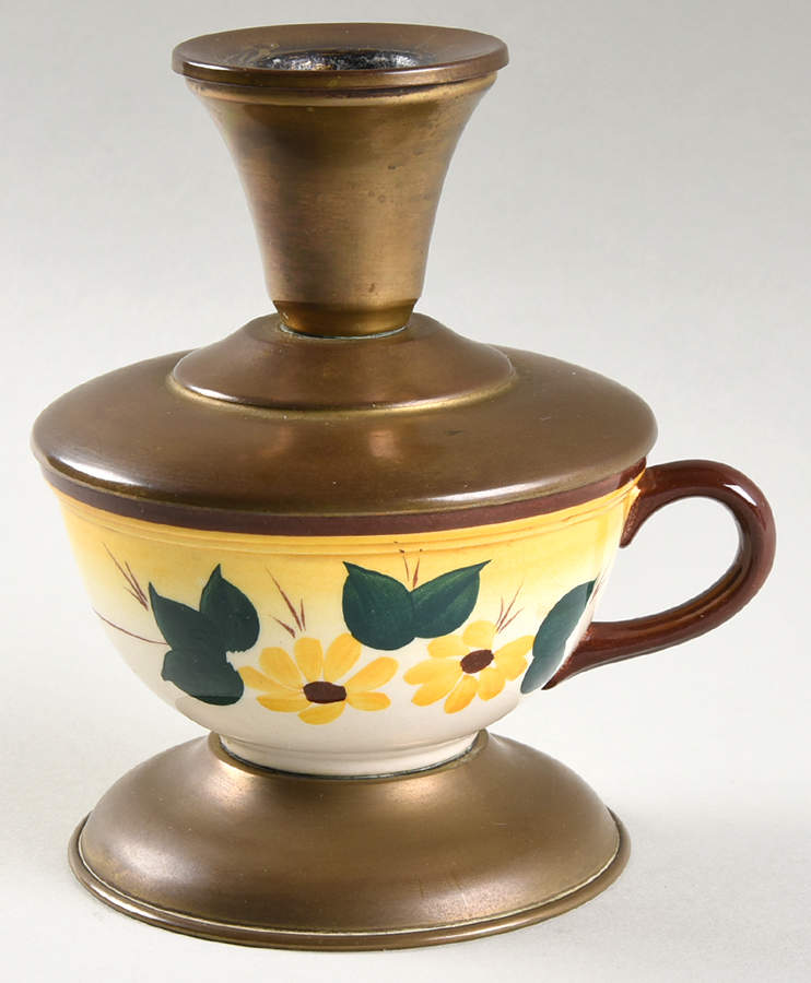 Brown Eyed Susan (Montecito Shape) Candlestick (China Cup and Brass) by Metlox - Poppytrail - Vernon-1