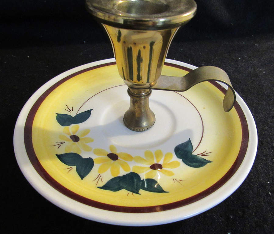 Brown Eyed Susan (Montecito Shape) Candleholder (China Saucer & Brass) by Metlox - Poppytrail - Vernon-1