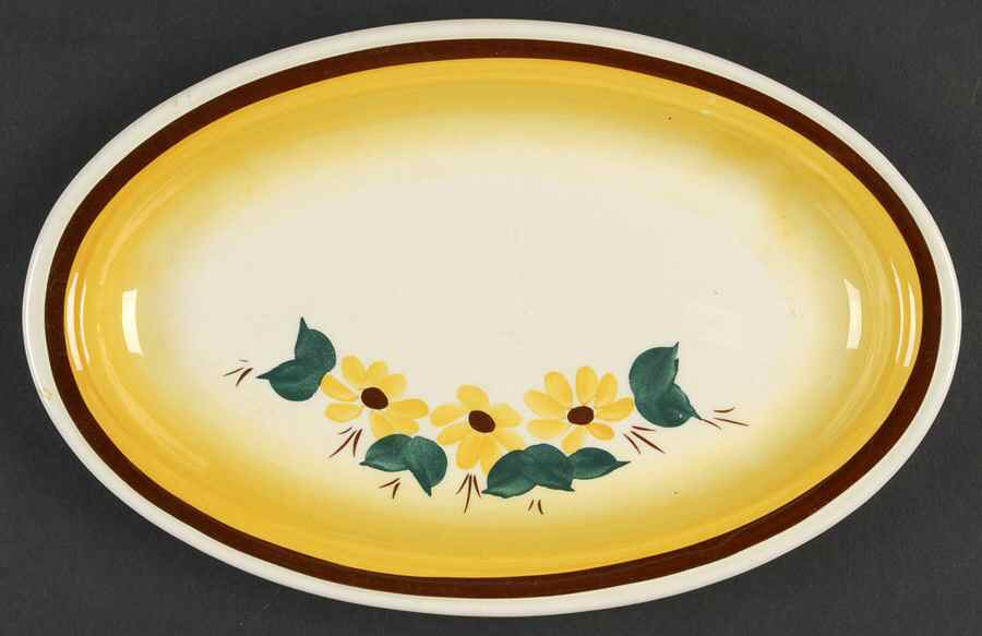 Brown Eyed Susan (Montecito Shape) 10" Oval Serving Platter by Metlox - Poppytrail - Vernon-1