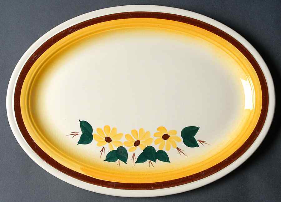 Brown Eyed Susan (Montecito Shape) 12" Oval Serving Platter by Metlox - Poppytrail - Vernon-1
