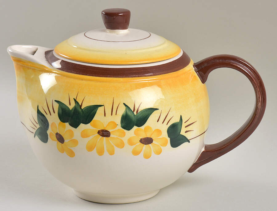 Brown Eyed Susan (Ultra Shape) Teapot & Lid by Metlox - Poppytrail - Vernon-1