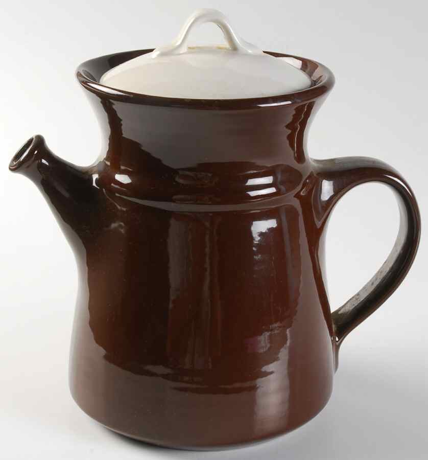 Brown Stone Coffee Pot & Lid by Metlox - Poppytrail - Vernon-1