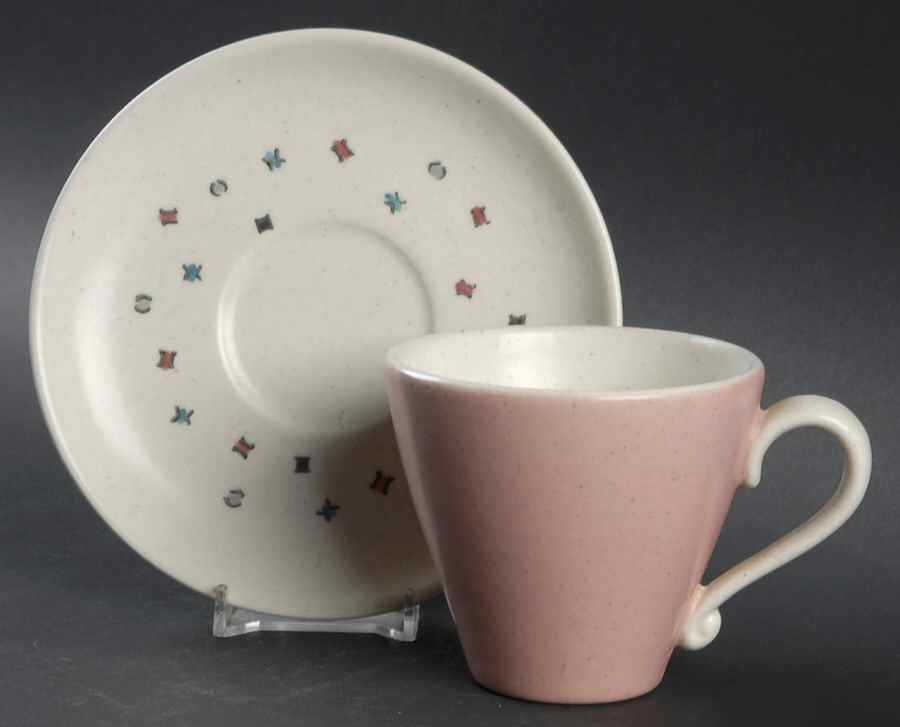 California Confetti Flat Cup & Saucer Set by Metlox - Poppytrail - Vernon-1