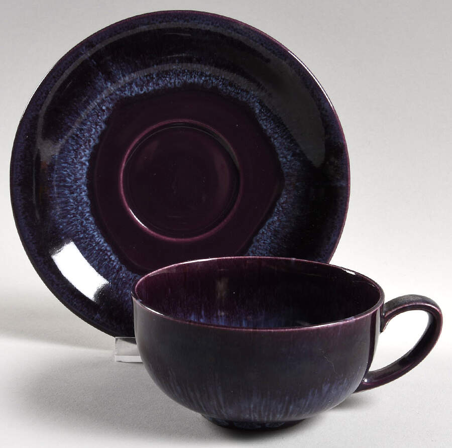 California Heritage Purple Flat Cup & Saucer Set by Metlox - Poppytrail - Vernon-1