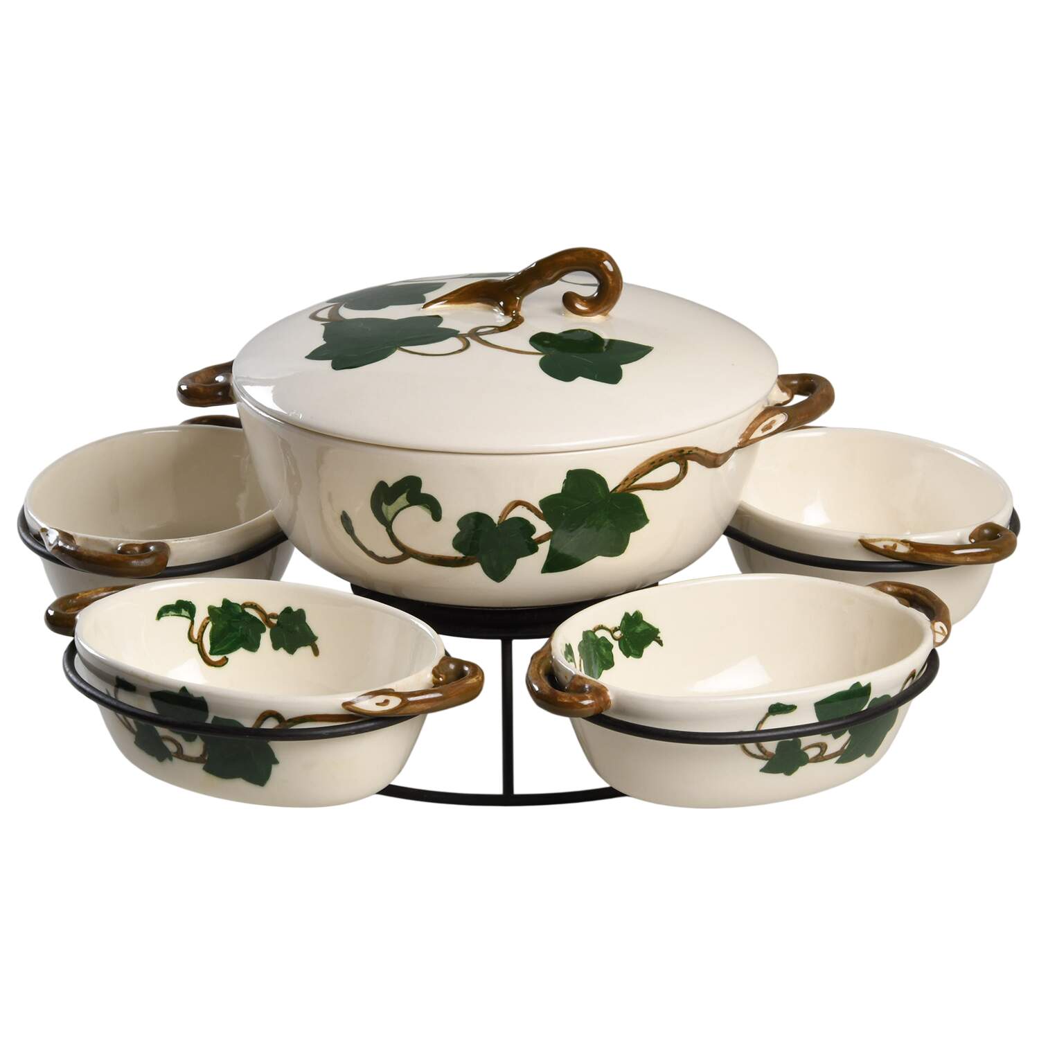 California Ivy 7 Pc Lazy Susan (C2, 5 Lass, Metal Stand) by Metlox - Poppytrail - Vernon-1