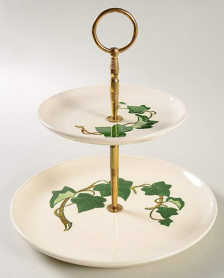 California Ivy 2 Tiered Serving Tray (Luncheon & Bread & Butter) by Metlox - Poppytrail - Vernon-1