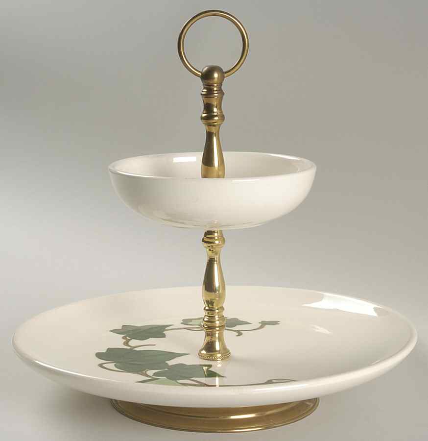 California Ivy 2-Tiered Serving Tray (Dinner, Frt/Dsrt Bowl) by Metlox - Poppytrail - Vernon-1