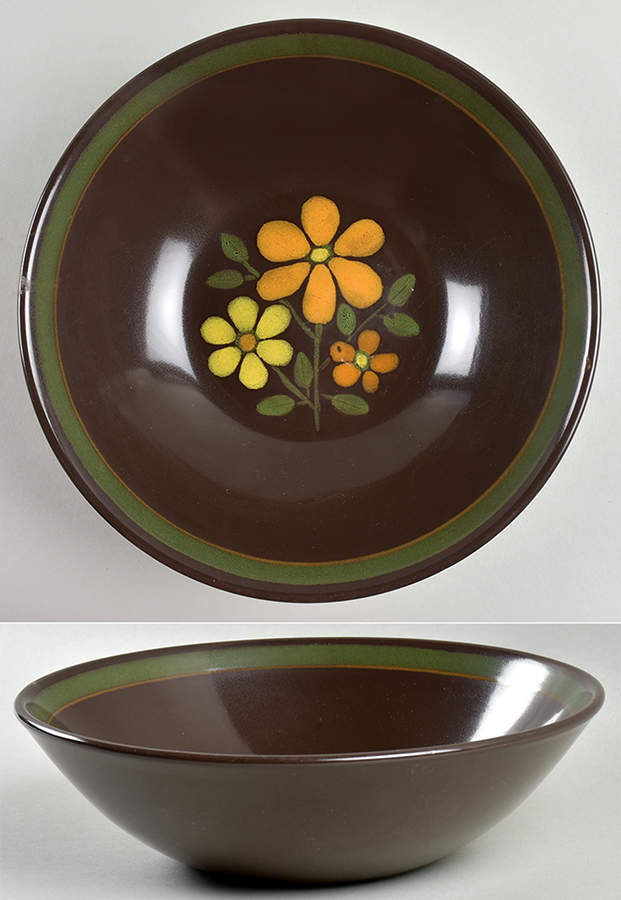 Calypso Brown 9" Round Vegetable Bowl by Metlox - Poppytrail - Vernon-1