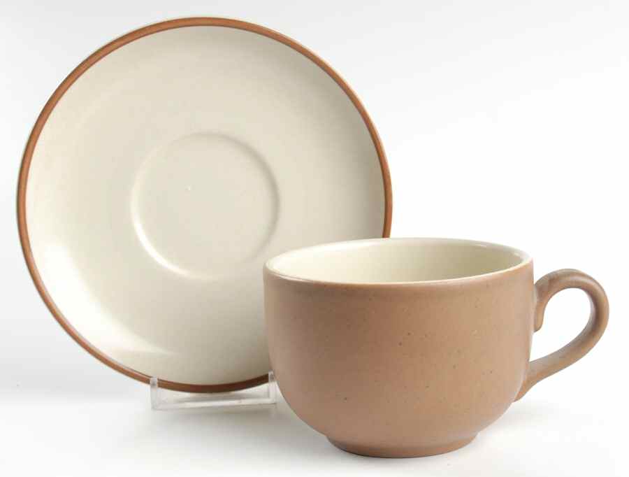 Calico Brown Yellow (Floral) Flat Cup & Saucer Set by Metlox - Poppytrail - Vernon-1