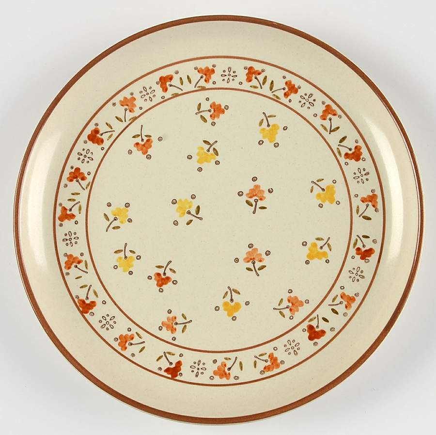 Calico Brown Yellow (Floral) Salad Plate by Metlox - Poppytrail - Vernon-1