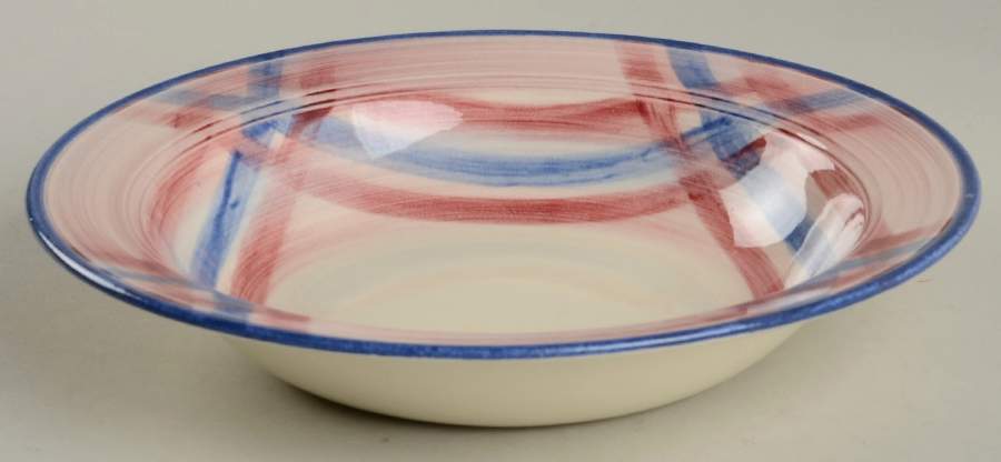 Calico Pink Blue (Plaid) Rim Soup Bowl by Metlox - Poppytrail - Vernon-1