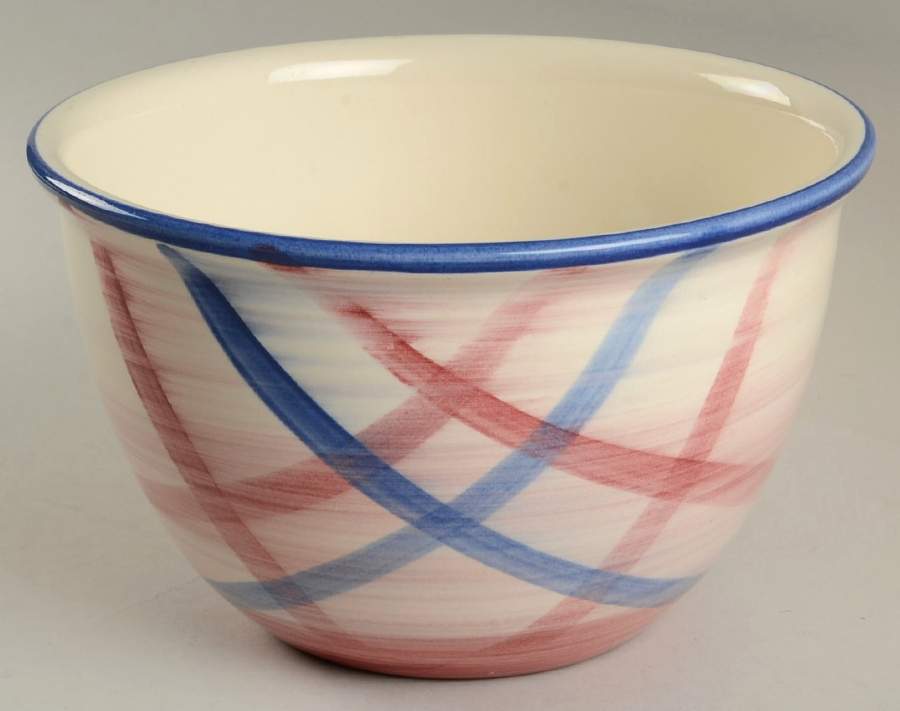 Calico Pink Blue (Plaid) 9" Mixing Bowl by Metlox - Poppytrail - Vernon-1