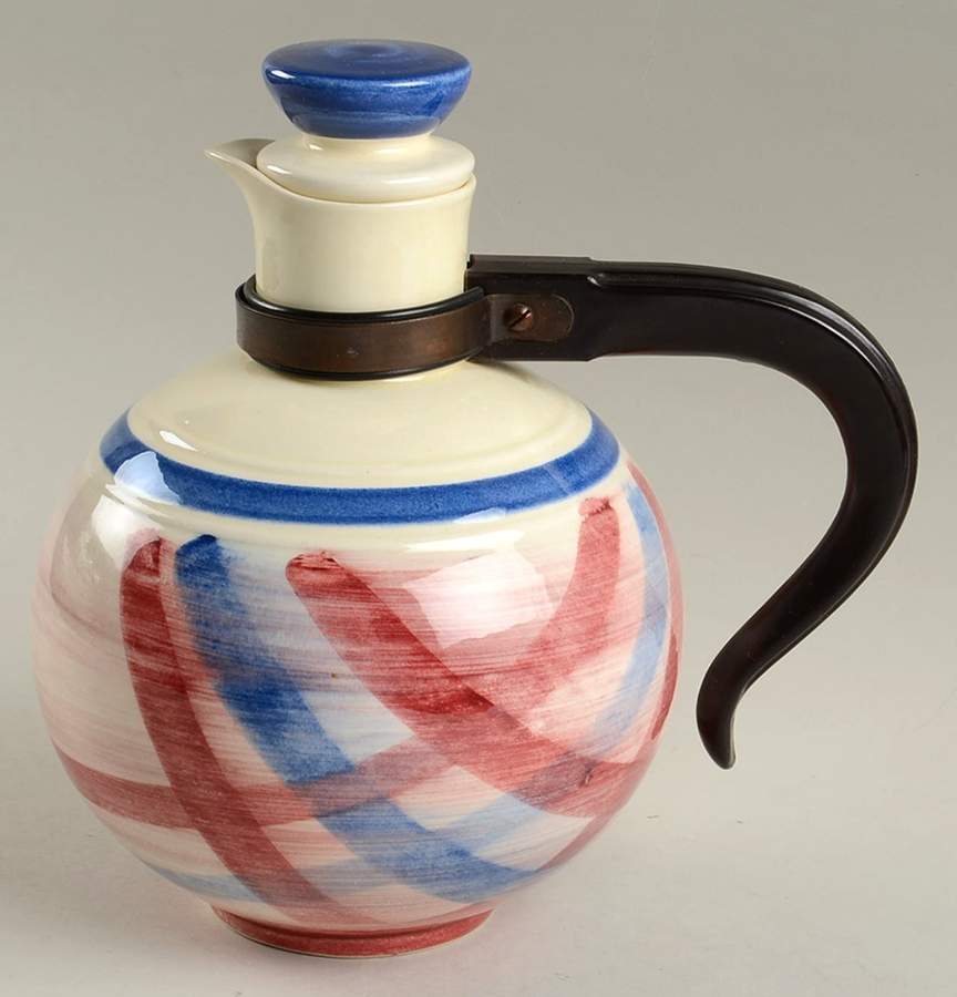 Calico Pink Blue (Plaid) Carafe & Lid by Metlox - Poppytrail - Vernon-1