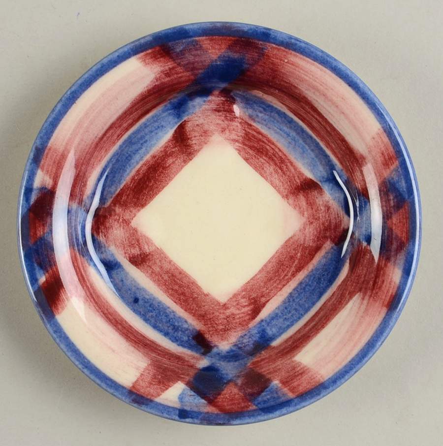 Calico Pink Blue (Plaid) Small Ashtray by Metlox - Poppytrail - Vernon-1