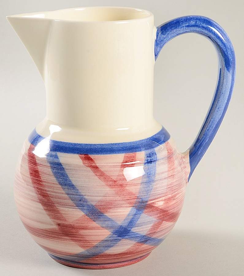 Calico Pink Blue (Plaid) 32 Oz Jug by Metlox - Poppytrail - Vernon-1