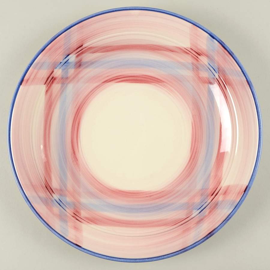 Calico Pink Blue (Plaid) 12" Chop Plate (Round Platter) by Metlox - Poppytrail - Vernon-1