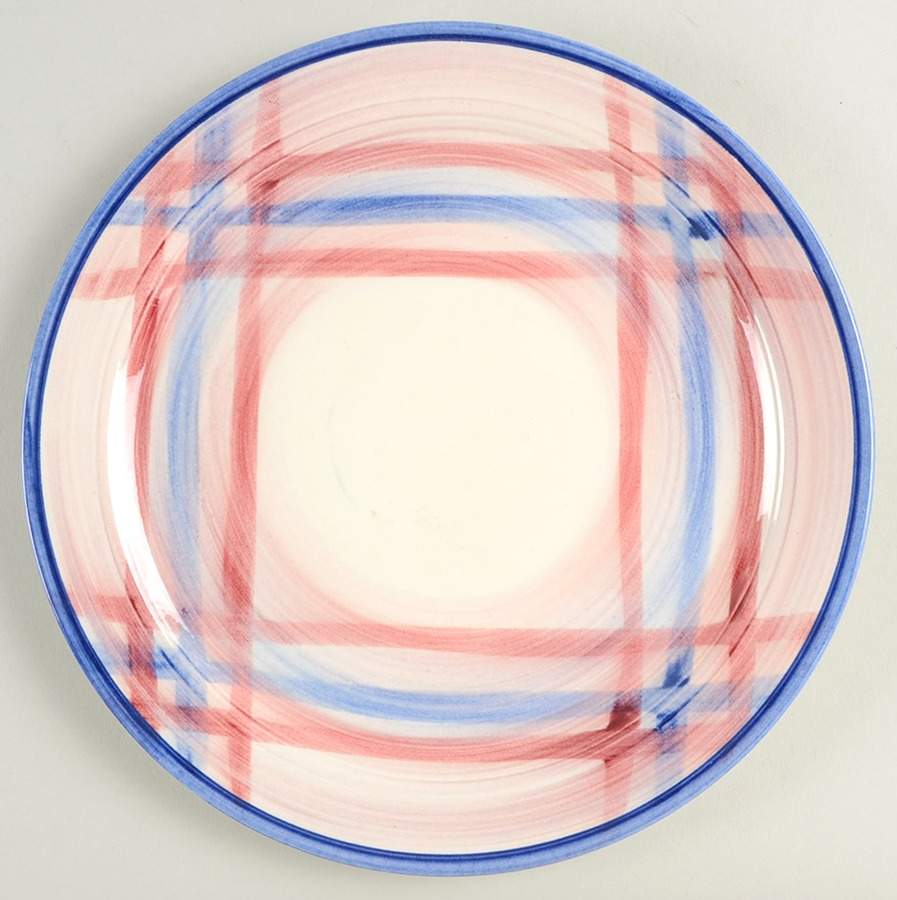 Calico Pink Blue (Plaid) Luncheon Plate by Metlox - Poppytrail - Vernon-1