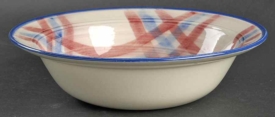 Calico Pink Blue (Plaid) 9" Round Vegetable Bowl by Metlox - Poppytrail - Vernon-1