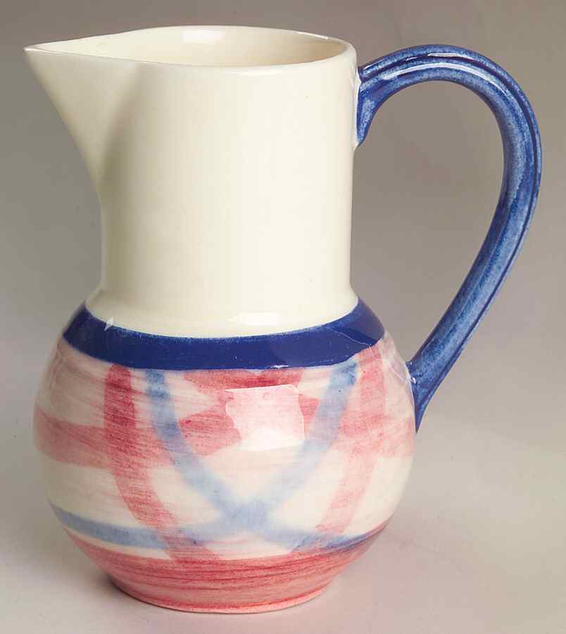 Calico Pink Blue (Plaid) 16 Oz Jug by Metlox - Poppytrail - Vernon-1
