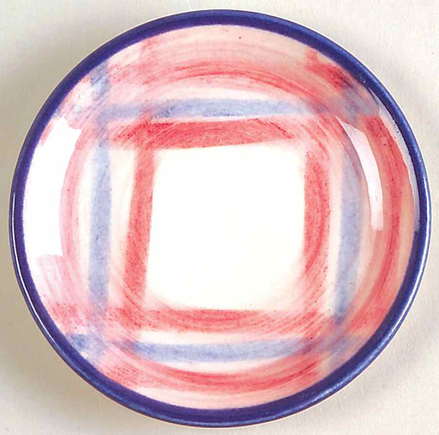 Calico Pink Blue (Plaid) Butter Pat by Metlox - Poppytrail - Vernon-1