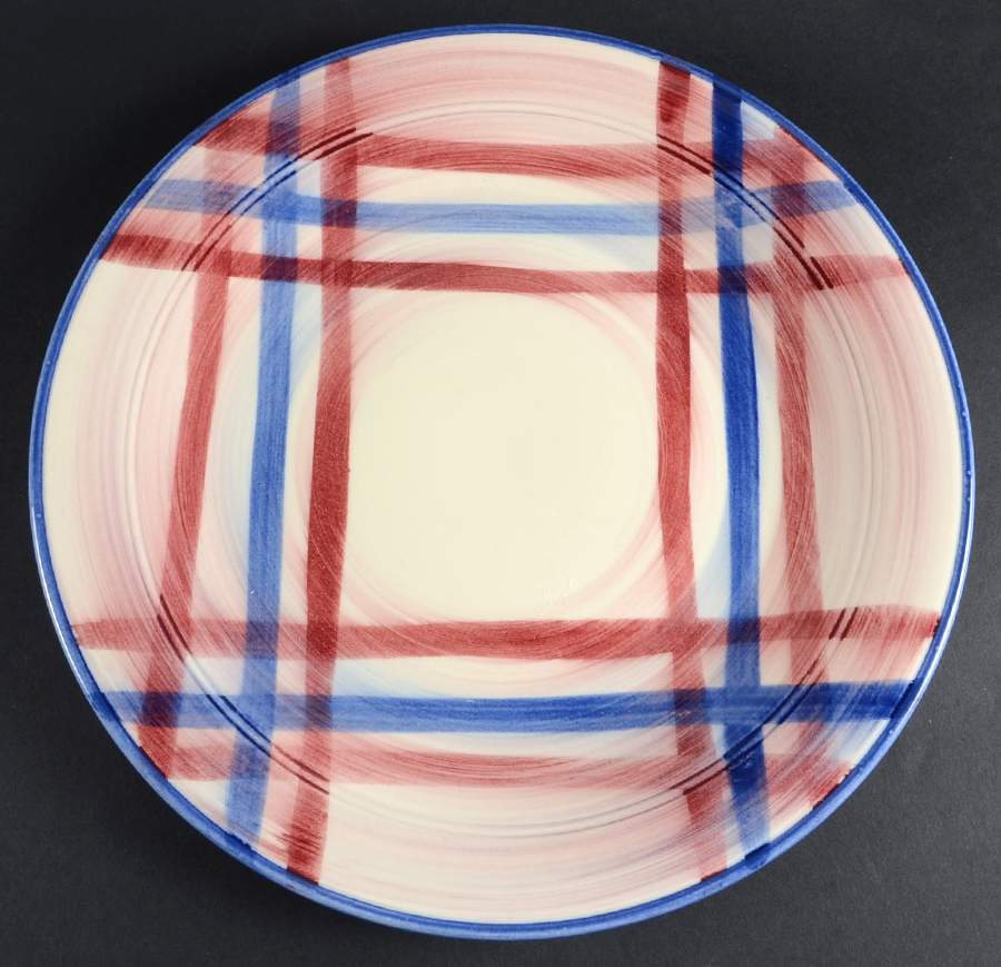 Calico Pink Blue (Plaid) 13" Chop Plate (Round Platter) by Metlox - Poppytrail - Vernon-1