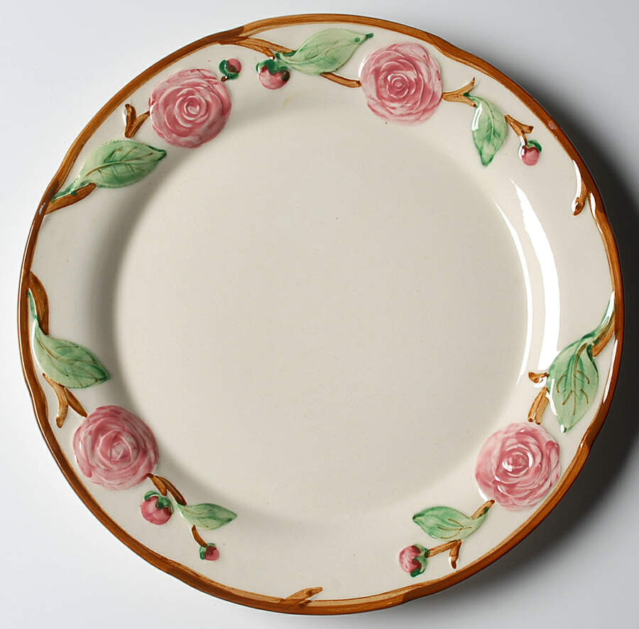 Camellia (Brown Trim) 13" Chop Plate (Round Platter) by Metlox - Poppytrail - Vernon-1