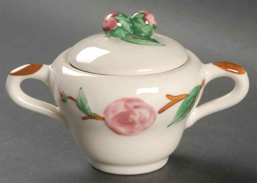 Camellia (Brown Trim) Sugar Bowl & Lid by Metlox - Poppytrail - Vernon-1