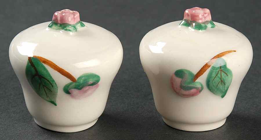 Camellia (Brown Trim) Salt & Pepper Set by Metlox - Poppytrail - Vernon-1