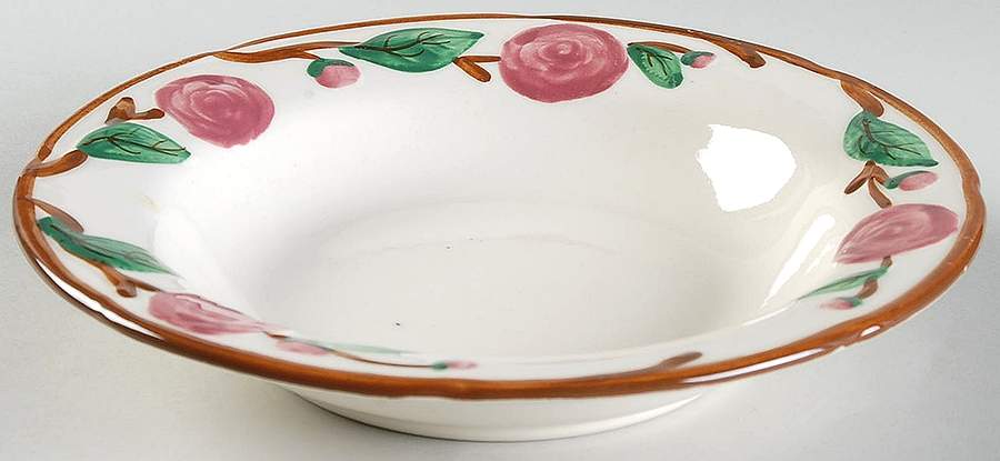 Camellia (Brown Trim) Rim Soup Bowl by Metlox - Poppytrail - Vernon-1