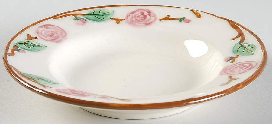 Camellia (Brown Trim) Rim Fruit/Dessert (Sauce) Bowl by Metlox - Poppytrail - Vernon-1