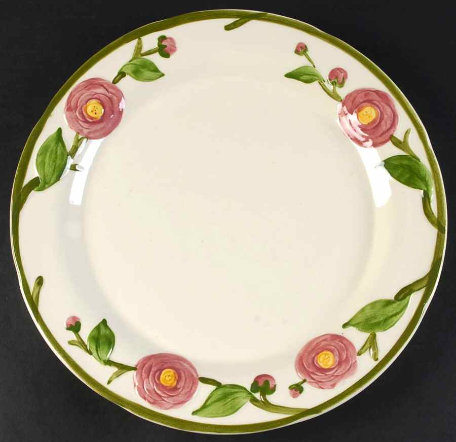 Camellia (Green Trim) 13" Chop Plate (Round Platter) by Metlox - Poppytrail - Vernon-1