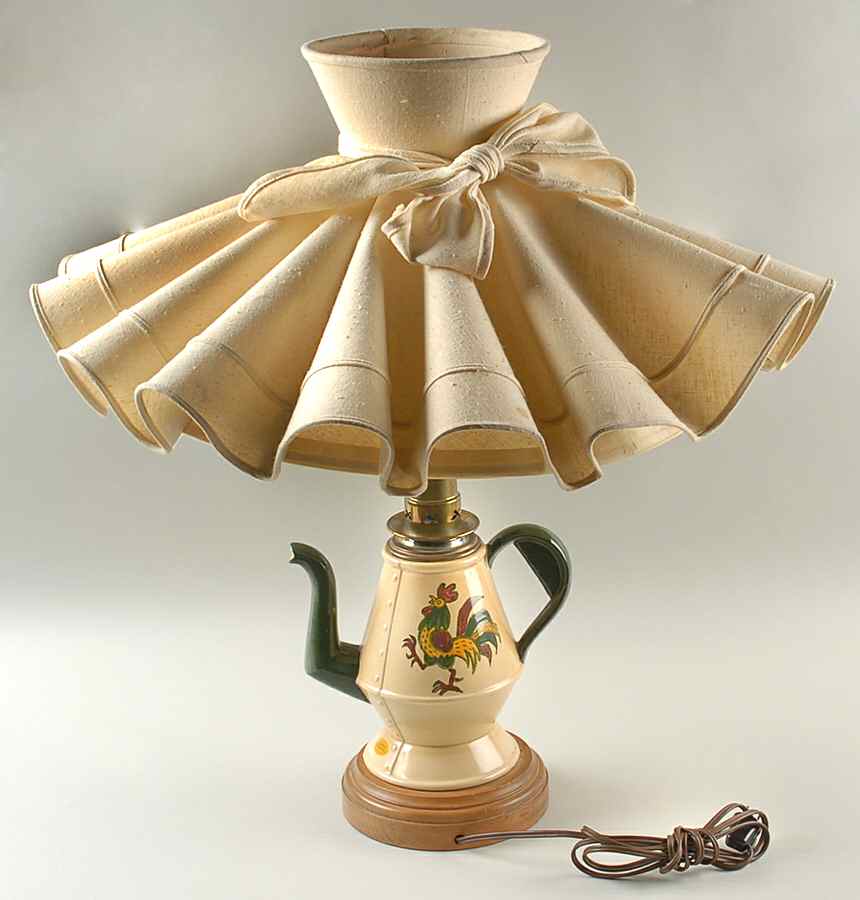 California Provincial Electric Coffee Pot Lamp & Shade by Metlox - Poppytrail - Vernon-1