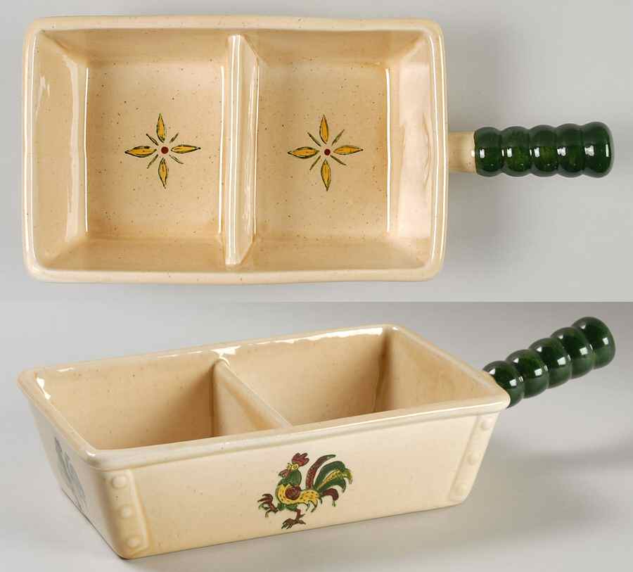 California Provincial Rectangular Divided Vegetable Bowl by Metlox - Poppytrail - Vernon-1
