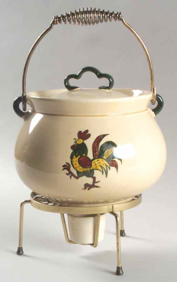 California Provincial Kettle Casserole & Warmer Stand with Candle Holder by Metlox - Poppytrail - Vernon-1