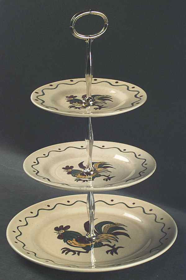 California Provincial 13 7/8"-14 1/4" 3-Tiered Serving Tray(DP,SP,BB) HC by Metlox - Poppytrail - Vernon-1