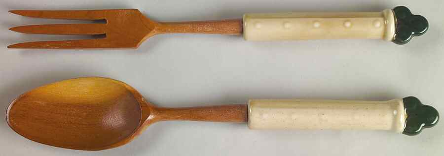 California Provincial 2-Piece Wood/Ceramic Salad Set by Metlox - Poppytrail - Vernon-1