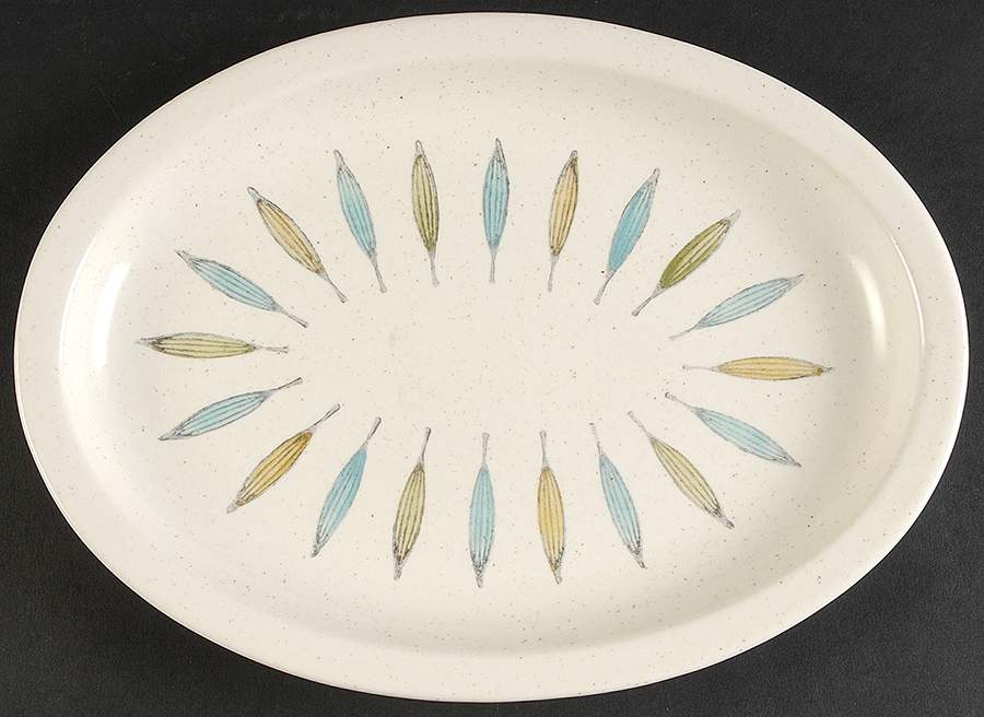California Palm 11" Oval Serving Platter by Metlox - Poppytrail - Vernon-1