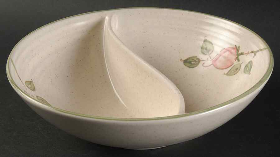 California Rose Round Divided Vegetable Bowl by Metlox - Poppytrail - Vernon-1