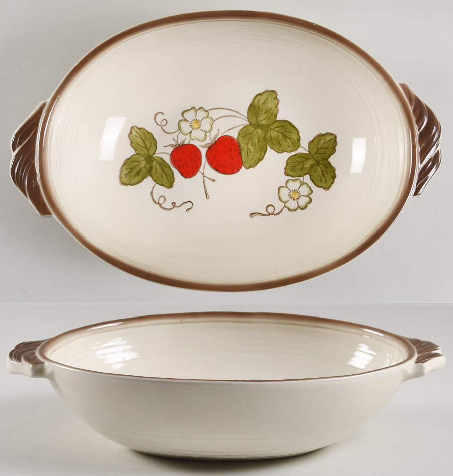 California Strawberry 11" Oval Baker by Metlox - Poppytrail - Vernon-1