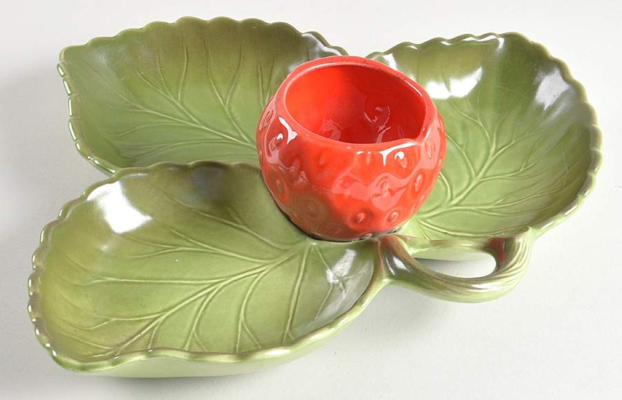 California Strawberry Divided Server with Attached Jar, No Lid by Metlox - Poppytrail - Vernon-1