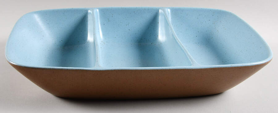 California Tempo Blue Rectangular Divided Serve No Center Lid by Metlox - Poppytrail - Vernon-1