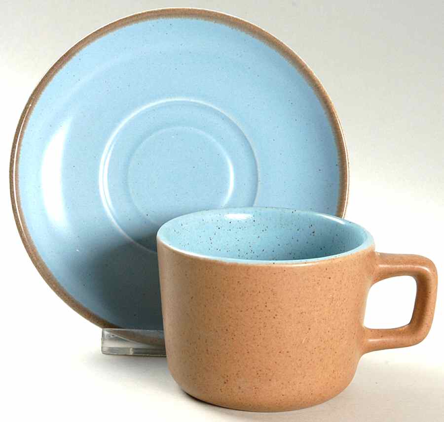 California Tempo Blue Flat Cup & Saucer Set by Metlox - Poppytrail - Vernon-1