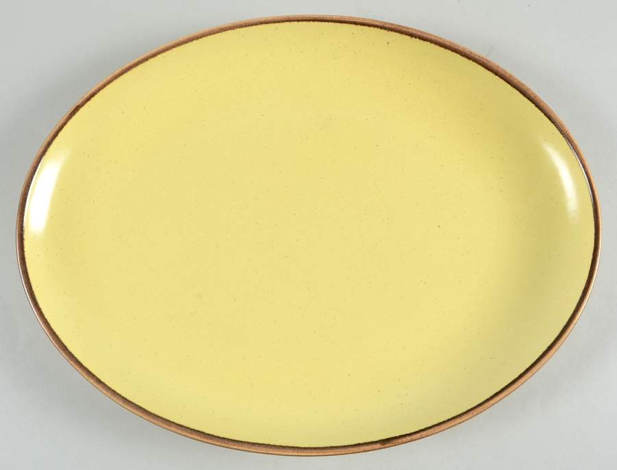 California Tempo Yellow 13" Oval Serving Platter by Metlox - Poppytrail - Vernon-1