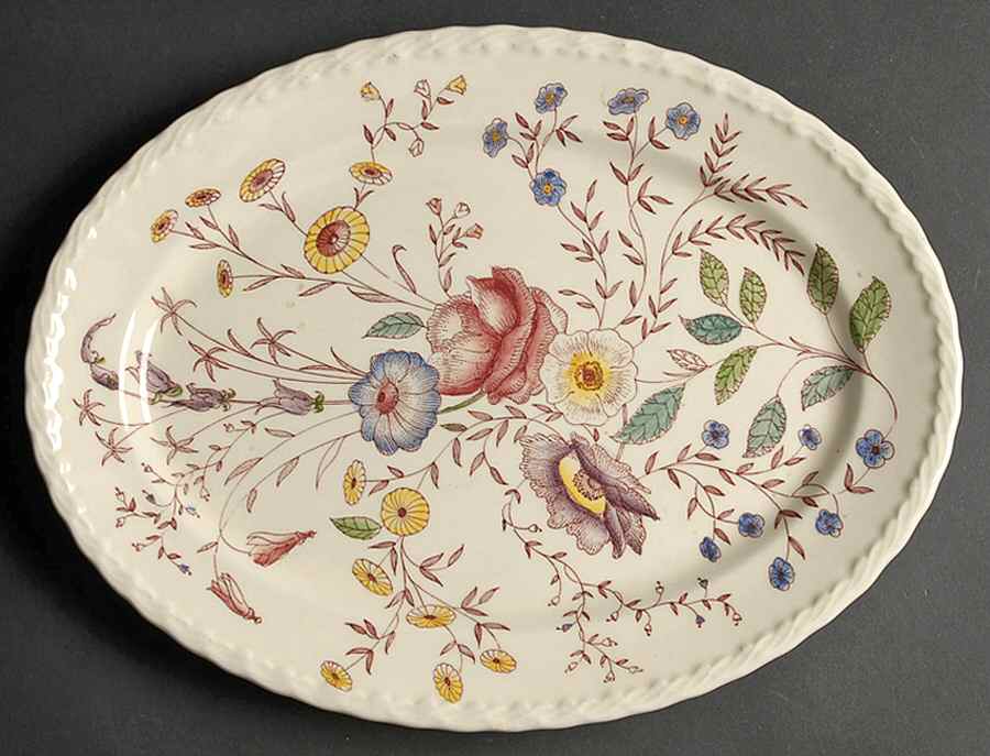 Chintz 12" Oval Serving Platter by Metlox - Poppytrail - Vernon-1