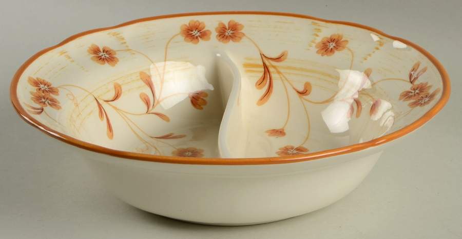 Cinnamon 10" Round Divided Vegetable Bowl by Metlox - Poppytrail - Vernon-1