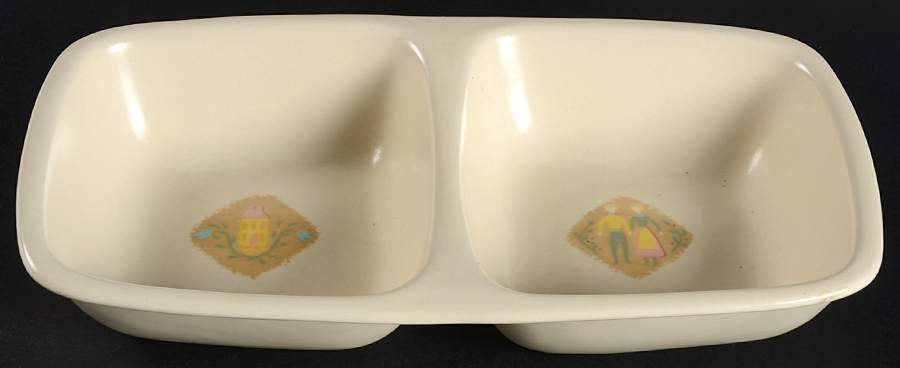 Country Cousins Rectangular Divided Vegetable Bowl by Metlox - Poppytrail - Vernon-1