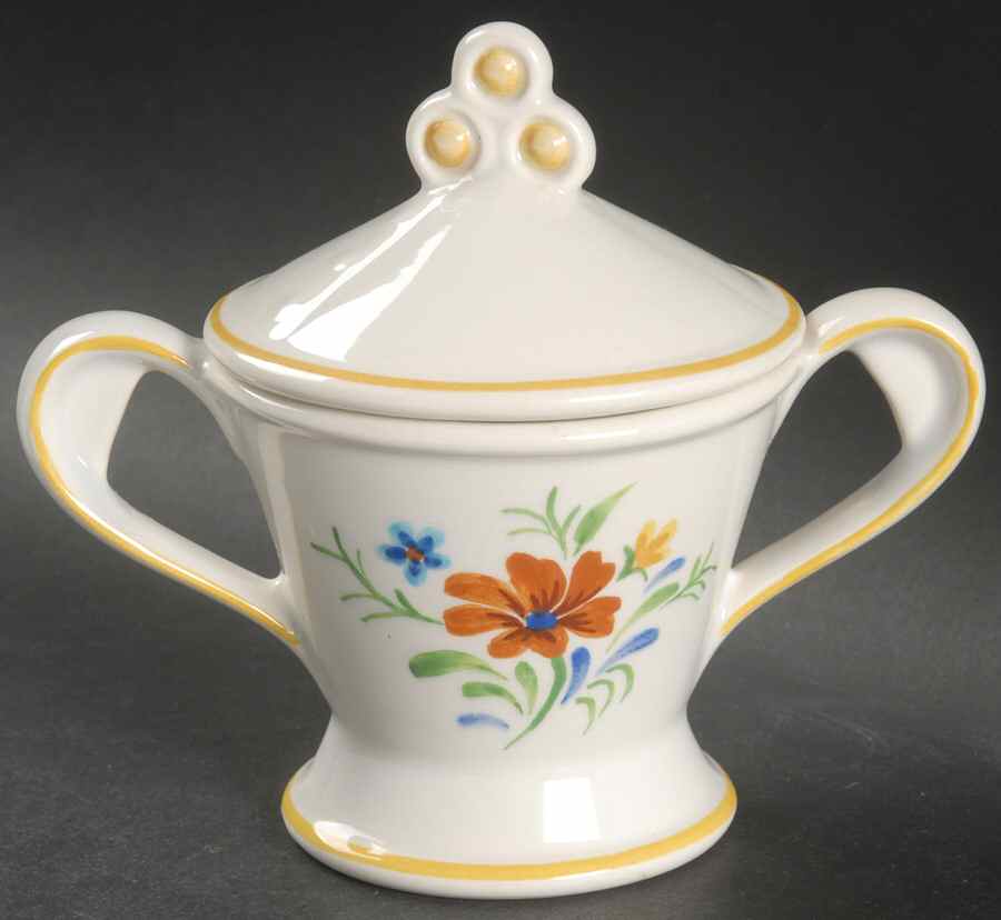 Country Floral Sugar Bowl & Lid by Metlox - Poppytrail - Vernon-1