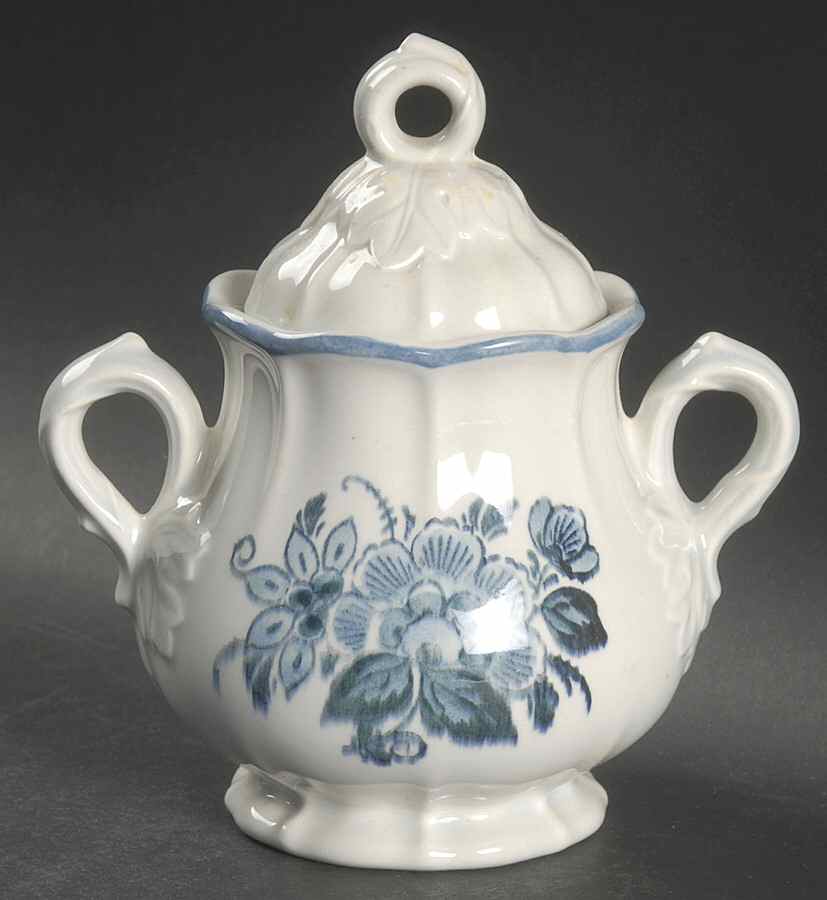 Colonial Garden Blue Sugar Bowl & Lid by Metlox - Poppytrail - Vernon-1